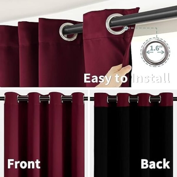 100 Blackout Curtain Thermal Insulated Full Room Darkening Noise Reducing Double Layer Curtain with Black Liner, Sold as 1 Curtain