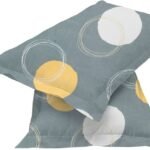 Cotton Pillow Cover-Case Set (2 Pcs) - 18_x28_ inches, Grey&White, Floral, 150 Threads