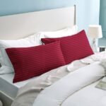 Glace Cotton Solid Striped Pillow Covers _ Super Soft and Breathable Envelope Closure_ Set of 2 Pieces Pillow Covers King Size (Maroon, 20 x 30 Inches)