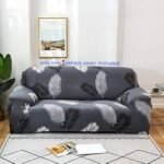 Three Seater Sofa Cover Big Elasticity, Protective, Flexible Stretch, Spandex & Polyester Sofa Slipcover with 1 Piece Cushion Cover Included (Three Seater, 185-230cm, Dark Grey Fern