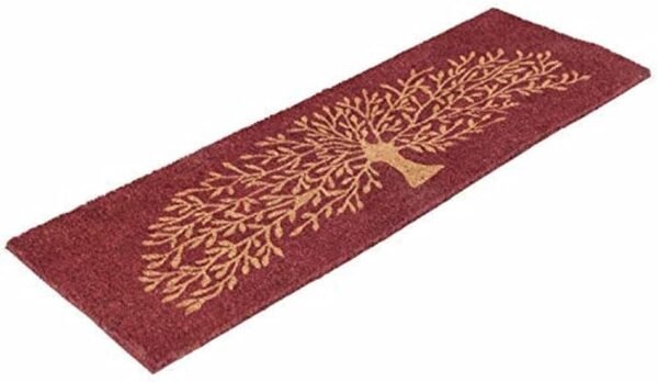 Coir Tree Printed Anti-Slip Doormat Long-Lasting, Heavy Duty Thick Entryway rectangular Rug with PVC Backing for Indoor & Outdoor (Red and Beige, 120cm x 1.5cm x 40cm)