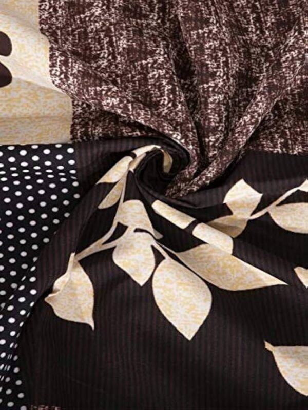 220 TC Floral Printed King Size Double Bedsheet with 2 Pillow Covers, (90 x 90 Inches,) Brown