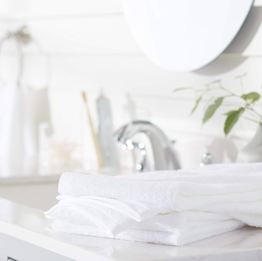 Fade-Resistant Cotton Hand Towel - Pack of 6, White