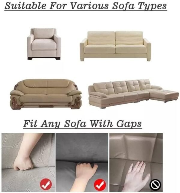 Velvet Sofa Cover 3 Seater and 2 Seater Fully Covered Universal 5 Seater Sofa Cover Non-Slip Sticky Elastic Stretchable Sofa Set Slipcover Protector for (3+1+1 Seater), Wine
