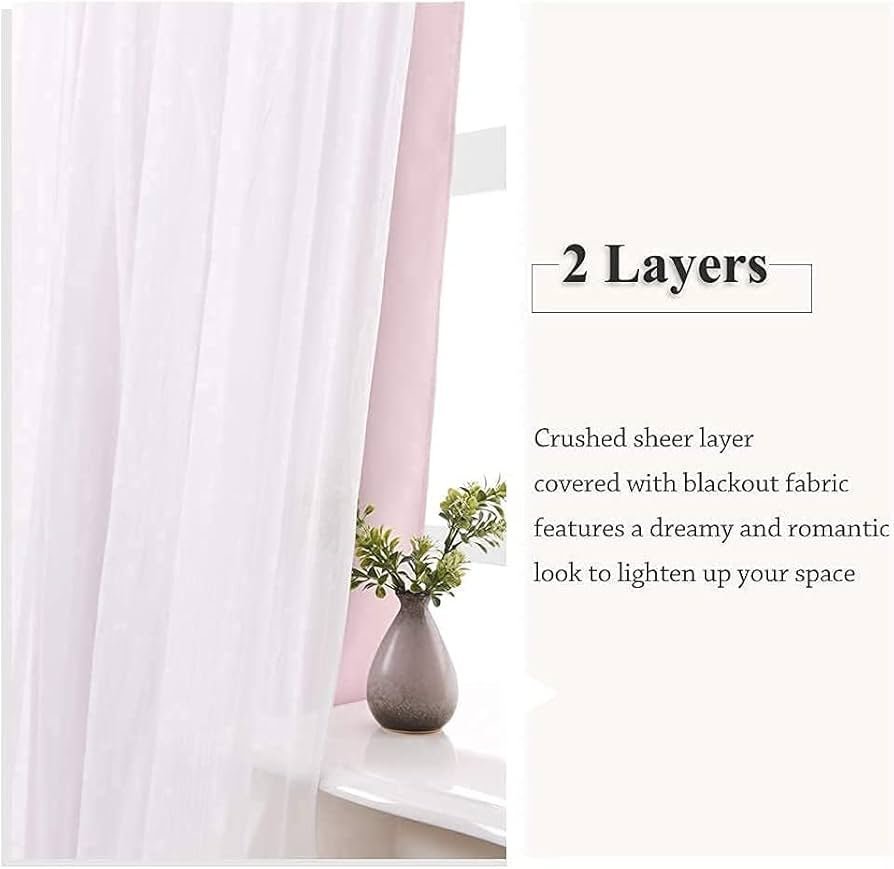 Semi Sheer Blackout Curtain-Pink Multi Use Room Darkening Thermal Insulated Eyelet Noise Reducing Window and Door Curtains for Bedroom,Living Room, Sold As 1 Parda