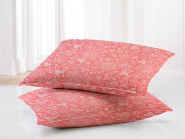 100_ Cotton Feel Flat Double Bedsheets with 2 King Size Pillow Covers _ Double Bed Breathable _ Wrinklefree _ Ultrasoft 180 TC Supersoft _90 x 100 Inches _ Pink Flower