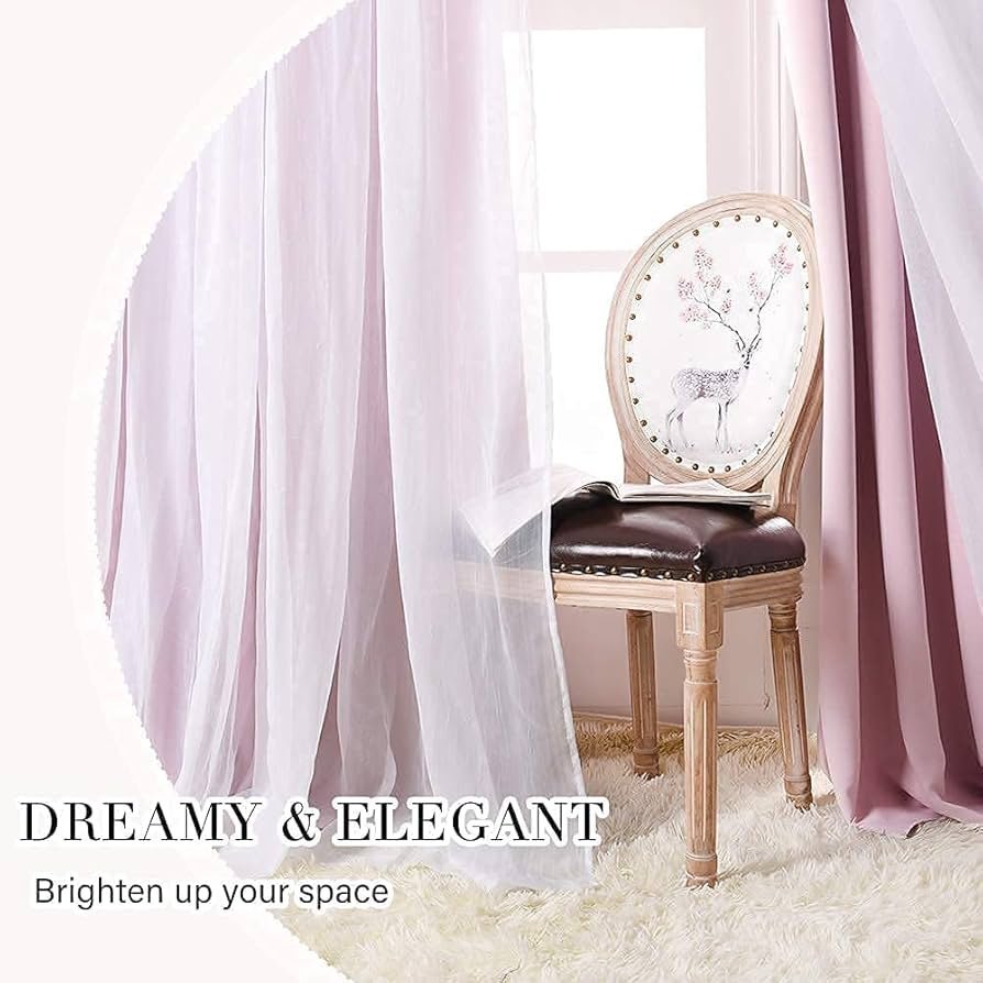 Semi Sheer Blackout Curtain-Pink Multi Use Room Darkening Thermal Insulated Eyelet Noise Reducing Window and Door Curtains for Bedroom,Living Room, Sold As 1 Parda
