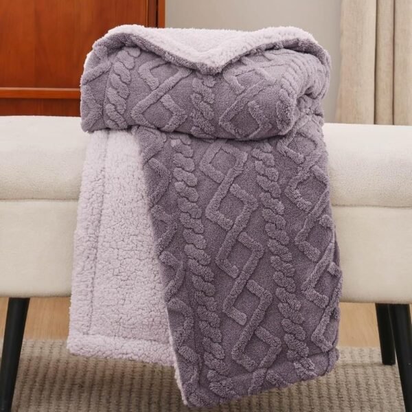 Luxurious Super Soft Fluffy Cozy Fuzzy Warm Reversible Double Bed Blanket for Winter 500GSM Blanket-Quilt Rajaai - Color- Levender, 230 x 220 Cm, Weight- 3kg _