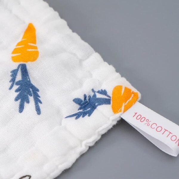 Baby Face Towel-Cotton Handkerchief For Women, girls And Kids, NewBorn Baby-Rumal-Hanky for School-Extra Soft And Super Absorbent (25 x 25 CM) -Six Layered,Printed White