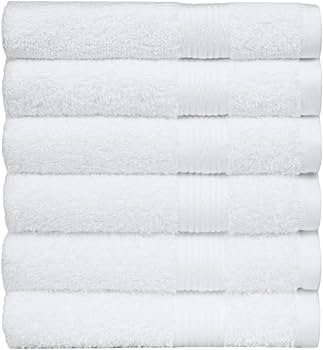Fade-Resistant Cotton Hand Towel - Pack of 6, White