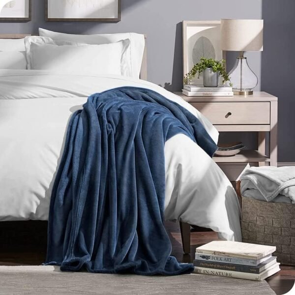 Premium Plush Single Blanket   300 GSM Lightweight Cozy Soft for Bed, Sofa, Couch, Travel & Camping  150x220 cm or 60X86 inches  Blue  Polyester
