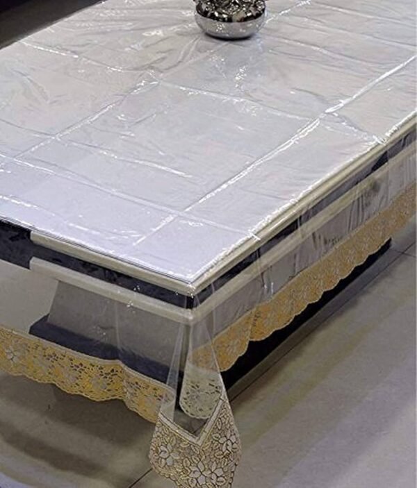 Table Cover for 4 Seater _ PVC Golden Lace Tea Table Cover _ Center Table Cloth for Living Room _ Hall _ CTC _ 40x60 _ Gold