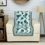 Printed Quilted Combined Sofa Seat and Back Cover 1 Seater Plush Velvet Antislip Fabric Universal Sofa Protector Single Seater Covers Suitable for Sofa Sety (Navy Blue, Pack of 1)