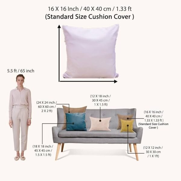 Satin Ethnic Cushion Covers Cow & Lotus Art, 16x16 Inches, Pack of 5 for Living Room & Festive Decor