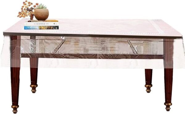 Table Cover for 4 Seater _ PVC Golden Lace Tea Table Cover _ Center Table Cloth for Living Room _ Hall _ CTC _ 40x60 _ Transparent