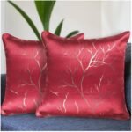 250TC Sofa Cushion Pillow Covers, Multicolor, Set of 2 Ethnic Cushion Covers(Maroon, 12X12 Inches)