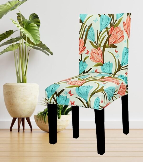 Dining Chair Cover with Table Covers , Waterproof Dining Table Cloth (Poppy, 1 Table Cover + 6 Chair Cover)