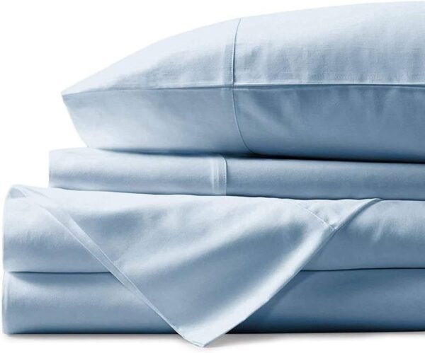 100_ Egyptian Cotton Bed Sheets 750 Thread Count Sateen Finish Luxuries Hotel Quality (Sky Blue, Full - 4 Pieces Sheet Set)