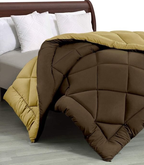 Reversible  Comforter Double Bed King Size Quilt Blanket for Winter (200 GSM, Walnut & Dark Brown)