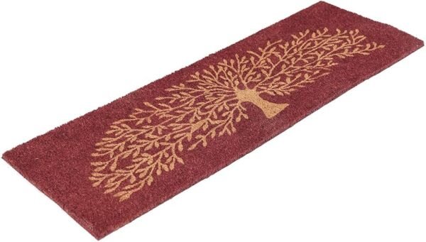 Coir Tree Printed Anti-Slip Doormat Long-Lasting, Heavy Duty Thick Entryway rectangular Rug with PVC Backing for Indoor & Outdoor (Red and Beige, 120cm x 1.5cm x 40cm)