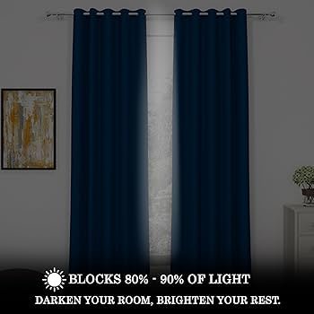 Curtains 5 Feet Long Set of 1 Plain Print 95 Room Darkening Curtain Thermal Insulated Curtains for Living Room (116 x 152 cm, Navy Blue) Perfect for Home Decor
