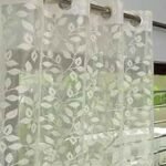 Semi Transparent Door Semi Sheer Grommet Curtains 7 Feet Set of 2, Cream
