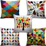 Set Of 5 Multi Colored Decorative Hand Made Jute Throw-Pillow Cushion Covers - Cc24 - (16 Inch X 16 Inch)