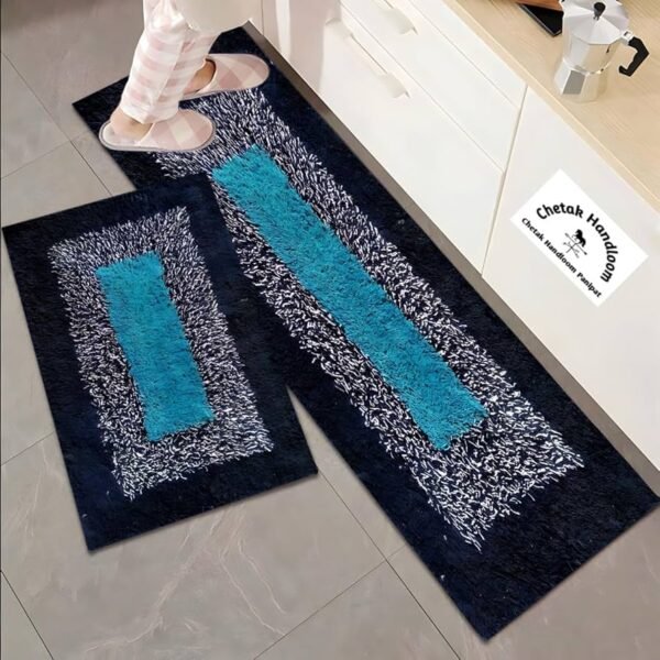 Runner Mat Pack Of 2 Pcs Floor Mat Runner With Anti Skid Backing For Kitchen-Yoga-Living Room-Bed Room Rugs 16_X 24_ And 17_X 47_ Inch Cotton Thread, Light Green