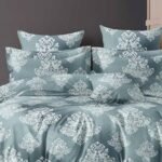 Premium Glace Cotton Printed Super King Size Double Bedsheet with Two Pillow Covers, 108 _ 108 Inches or 9ft by 9ft or 275 cm x 275 cm (Green Floral Print)