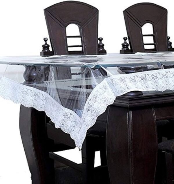 Table Cover for 4 Seater _ PVC Golden Lace Tea Table Cover _ Center Table Cloth for Living Room _ Hall _ CTC _ 40x60 _ White_