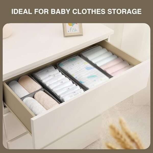 Non-Woven Foldable Drawer clothes  Organizer, Closet Cubes Storage Box Socks, Bra, Tie, And Scarves, Set Of 4 (Greyclothing)