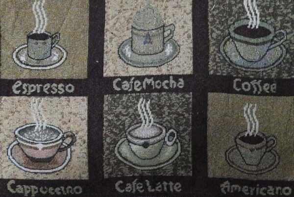 100_ Cotton Coffee Time Rectangular Dining Table mat. Brown Set of 4