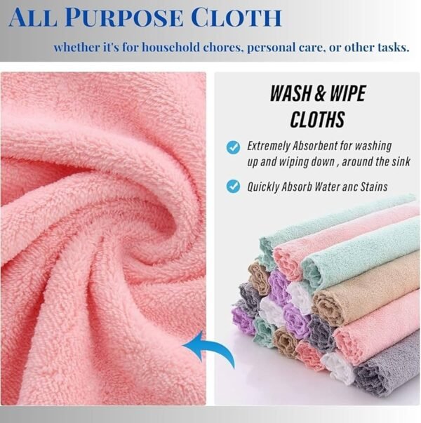 Cloth for Kitchen Cleaning Soft Absorbent Lint Free Reusable Microfiber Cloths Towels Wash Clothes Utensils Wipe Napkin (Pack of 6)