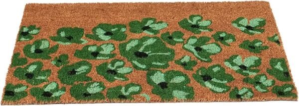 Flower Printed Designer Doormat Brown & Green Weatherproof, Thick Entryway Rug Coco Coir With Anti Slip, Pvc Backing For Indoors, Outdoors, Patio, Kitchen (75Cm X 45Cm), Large Rectangle