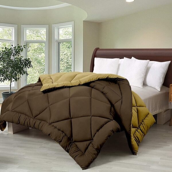 Reversible  Comforter Double Bed King Size Quilt Blanket for Winter (200 GSM, Walnut & Dark Brown)