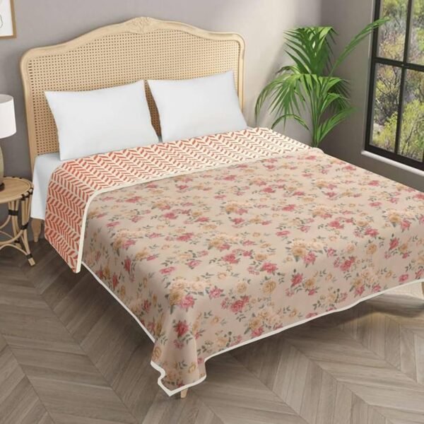 Reversible Microfiber Dohar Double Bed, Lightweight AC Blanket for Summer for Cozy Sleep and Ultimate Comfort (84x88 inches, Rose Soft)