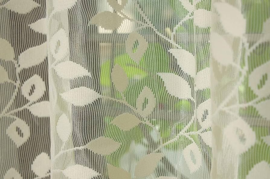Semi Transparent Door Semi Sheer Grommet Curtains 7 Feet Set of 2, Cream