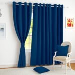 Curtains 5 Feet Long Set of 1  Plain Print  95  Room Darkening Curtain  Thermal Insulated  Curtains for Living Room  (116 x 152 cm, Navy Blue)  Perfect for Home Decor