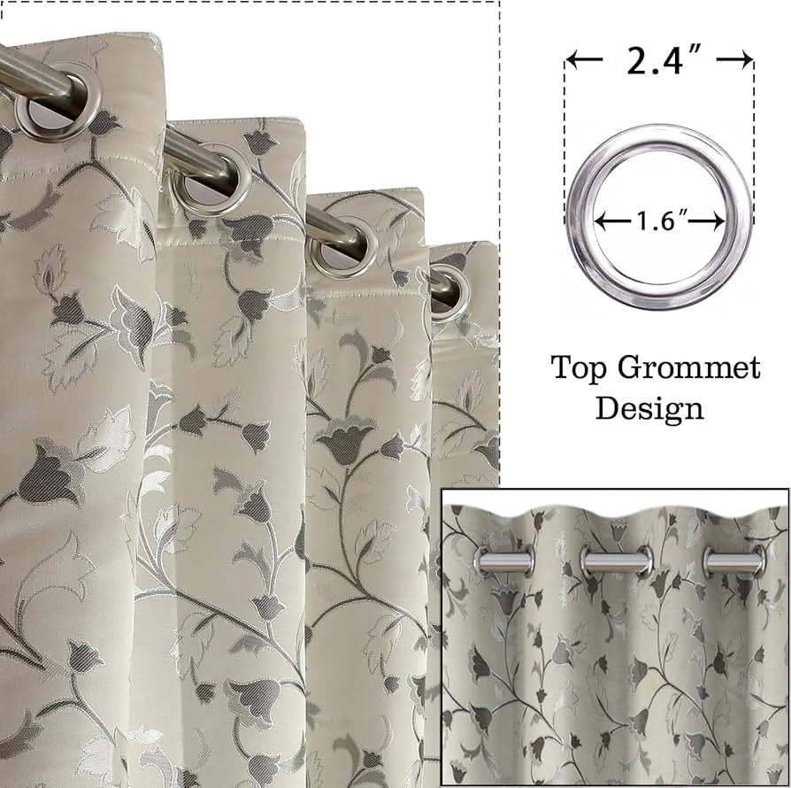 Curtains for Door 8 Feet Long Door Window Curtain Premium Polyester Weaved Parda Latest Modern Parde for Living Room Bedroom Home Office Screen Eyelet Ring (Gray, 2pc)