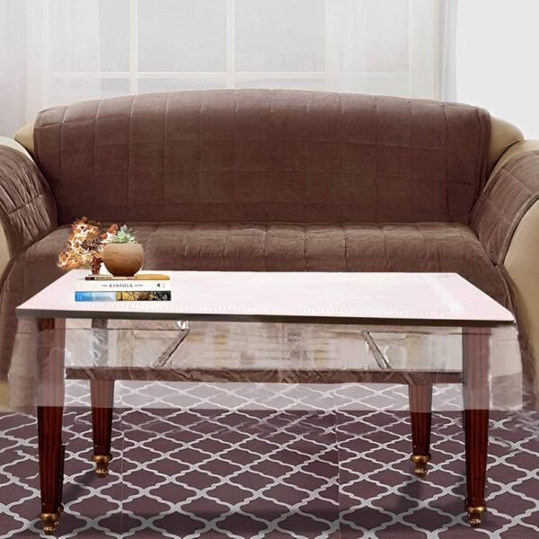 Table Cover for 4 Seater _ PVC Golden Lace Tea Table Cover _ Center Table Cloth for Living Room _ Hall _ CTC _ 40x60 _ Transparent
