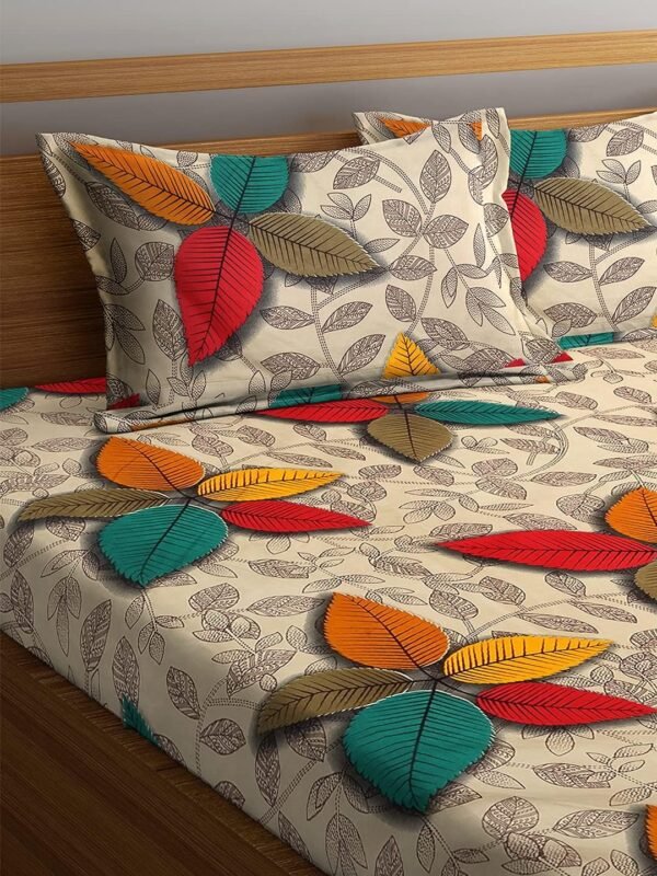 Microfibre 3D Floral Multi Double Bedsheet with 2 King Size Pillow Covers _