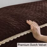 Premium Dutch Velvet Anti Slip Sofa Seat Mat for L Shape 3 Seater Sofa, Mat Length 150 cm, Coffee Brown