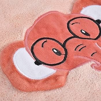 Premium Microfiber Kids Bath Towels Quick Drying Towels for Unisex Kids Cartoon Print Baby Towel for Boys and Girls (70 x 140 Cms, Pack of 1) - Peach