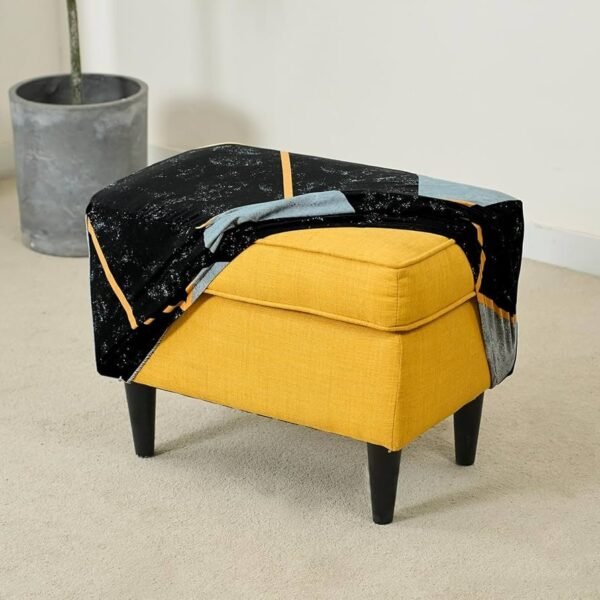 140gsm Footstool Cover Ottoman Slipcover, Stretch Fitted, Removable Washable, Multicolor Abstract Geometry