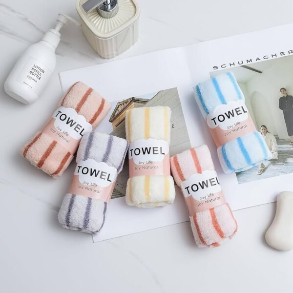 Polyester Luxurious Soft and Super Absorbent Hand Towels - 300 GSM Towels - 55x30 cm, Multicolor (Pack of 5)