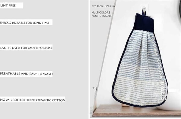 Hand Wash Basin~ Kitchen~Double Sided~ Cotton ~Velvet Mix~Multipurpose~Soft Touch Hanging Towel (Pack of 2, Multi Color)