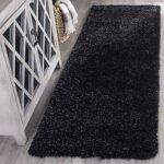 Handmade Collection Polyester Soft Touch Shaggy Carpet for Living Room, Bedside, Guest Room, Drawing Room, Centre Table, Sofa Area, Office (Size - 2x5 Feet, Colour - Black)