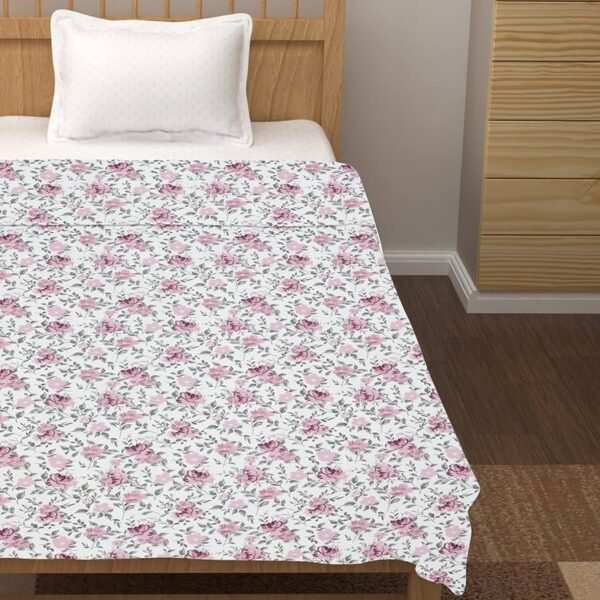 Luxury Reversible Cotton Dohar Single Bed   300 TC   3-Layered AC Blanket with 250 GSM Cotton Filling   Ultra-Soft, Lightweight   Summer Throw Blanket (60x90 Inches, Garden of Grace)