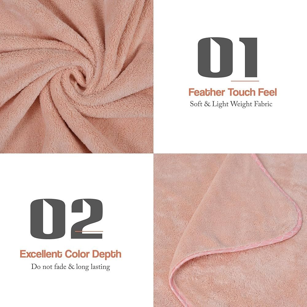 Premium Microfiber Kids Bath Towels Quick Drying Towels for Unisex Kids Cartoon Print Baby Towel for Boys and Girls (70 x 140 Cms, Pack of 1) - Peach