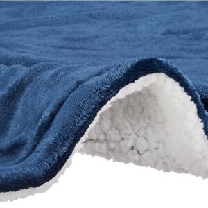 Reversible Sherpa Flannel Blanket  Single Bed   440 GSM   Superior Softness   Modern & Contemporary (Blue)